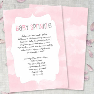 Roze Waterverf Baby Sprinkle, meisjesbaby shower Kaart