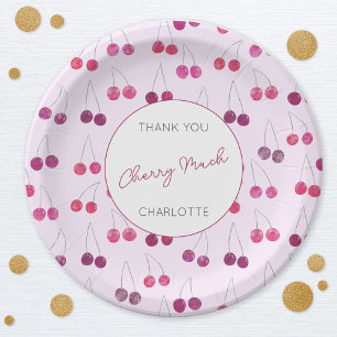 Roze Waterverf Babyshower Persoonlijk Papieren Bordje