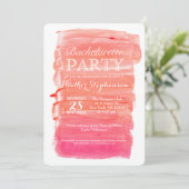  roze Waterverf Bachelorette Party nodigt uit Kaart (Staand voorkant)