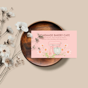 Roze Waterverf Bakkerij Logo Bloem Visitekaartje