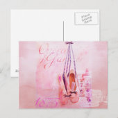  roze Waterverf Ballerina Dancer Ballet Briefkaart (Voorkant / Achterkant)