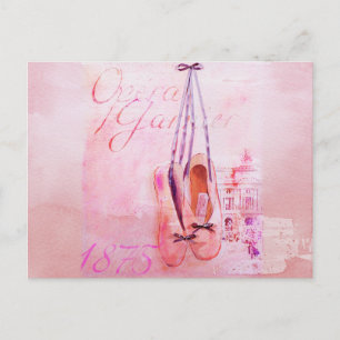 roze Waterverf Ballerina Dancer Ballet Briefkaart