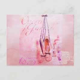 roze Waterverf Ballerina Dancer Ballet Briefkaart