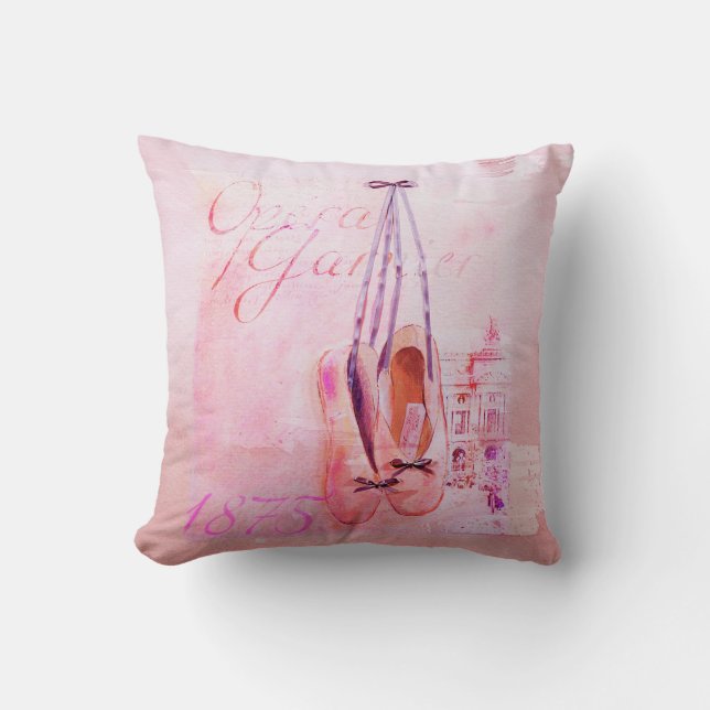  roze Waterverf Ballerina Dancer Ballet Kussen (Voorkant)