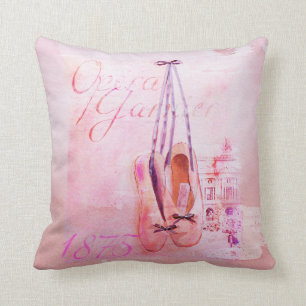 roze Waterverf Ballerina Dancer Ballet Kussen