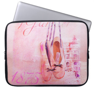  roze Waterverf Ballerina Dancer Ballet Laptop Sleeve
