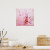  roze Waterverf Ballerina Dancer Ballet Poster (Keuken)