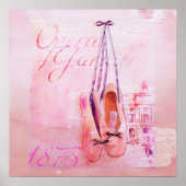  roze Waterverf Ballerina Dancer Ballet Poster (Voorkant)