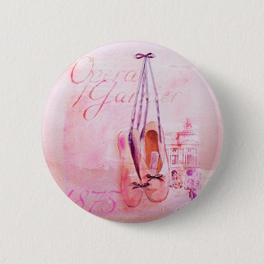  roze Waterverf Ballerina Dancer Ballet Ronde Button 5,7 Cm (Voorkant)