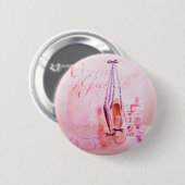  roze Waterverf Ballerina Dancer Ballet Ronde Button 5,7 Cm (Voorkant /achterkant)