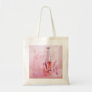  roze Waterverf Ballerina Dancer Ballet Tote Bag