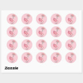 Roze Waterverf Ballerina Flamingo Baby shower Ronde Sticker (Vel)