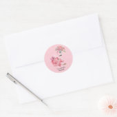Roze Waterverf Ballerina Flamingo Baby shower Ronde Sticker (Envelop)