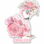 Roze Waterverf Ballerina Flamingo  Sticker (Voorkant)