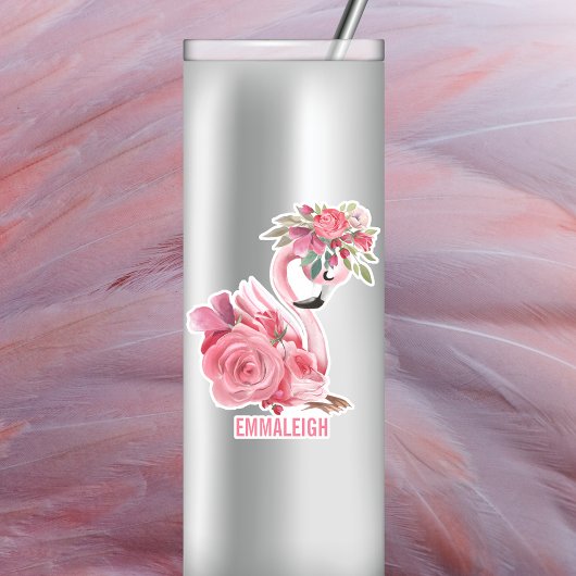 Roze Waterverf Ballerina Flamingo  Sticker