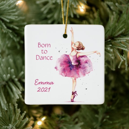 Roze Waterverf Ballerina Keramisch Ornament (Boom)