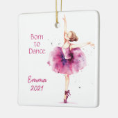 Roze Waterverf Ballerina Keramisch Ornament (Links)