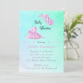 Roze Waterverf Ballet Princess Baby shower Kaart (Staand voorkant)