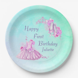 Roze Waterverf Ballet Princess Birthday Papieren Bordje