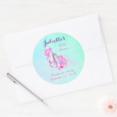 Roze Waterverf Ballet Slippers Baby shower Ronde Sticker (Envelop)