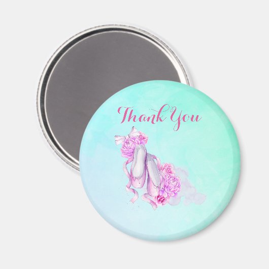 Roze Waterverf ballet slippers Hartelijk dank Magneet (Voorkant / Achterkant)