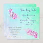 Roze Waterverf Ballet Theme Wedding Kaart (Voorkant / Achterkant)