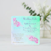 Roze Waterverf Ballet Theme Wedding Kaart (Staand voorkant)