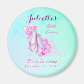 Roze Waterverf balletschoenen Baby shower dank u Magneet (Voorkant)