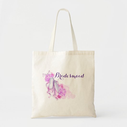 Roze Waterverf balletschoenen Bridesmaid Tote Bag (Voorkant)