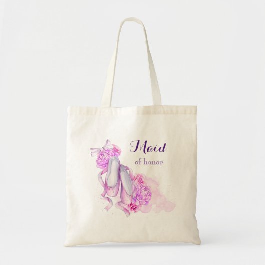 Roze Waterverf Balletschoenen Maid of Honor Tote Bag (Voorkant)