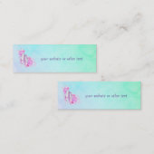 Roze Waterverf balletschoenen met pinda's en boog Mini Visitekaartje (Voorkant / Achterkant)