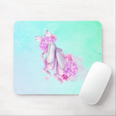 Roze Waterverf balletschoenen met pinda's en boog Muismat (Met muis)