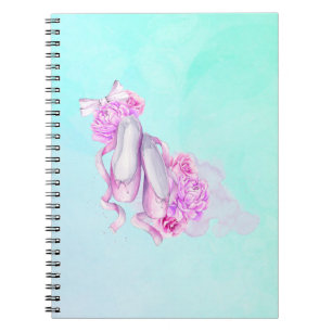 Roze Waterverf balletschoenen met pinda's en boog Notitieboek