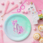 Roze Waterverf balletschoenen met pinda's en boog Papieren Bordje (Feest)