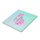 Roze Waterverf balletschoenen met pinda's en boog Tegeltje (Zijkant)