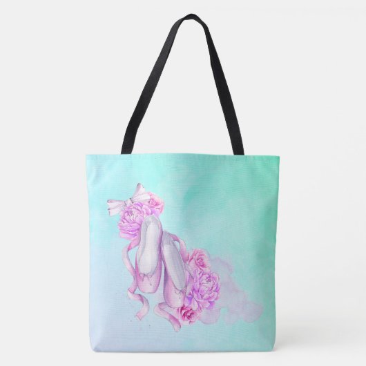 Roze Waterverf balletschoenen met pinda's en boog Tote Bag (Voorkant)