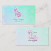 Roze Waterverf balletschoenen met pinda's en boog Visitekaartje (Voorkant / Achterkant)