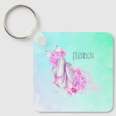 Roze Waterverf balletschoenen Sleutelhanger (Voorkant)