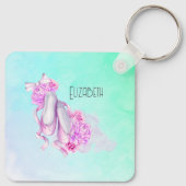 Roze Waterverf balletschoenen Sleutelhanger (Achterkant)