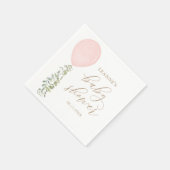 Roze Waterverf ballon Eucalyptus Baby shower Servet (Hoek)