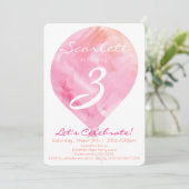 Roze Waterverf ballon klein meisje Kaart (Staand voorkant)