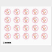 Roze waterverf ballonbeer ronde sticker (Vel)