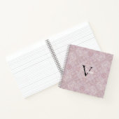 Roze Waterverf Batik Monogram Naam Notitieboek (Binnen)