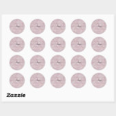 Roze Waterverf Batik Monogram Naam Ronde Sticker (Vel)