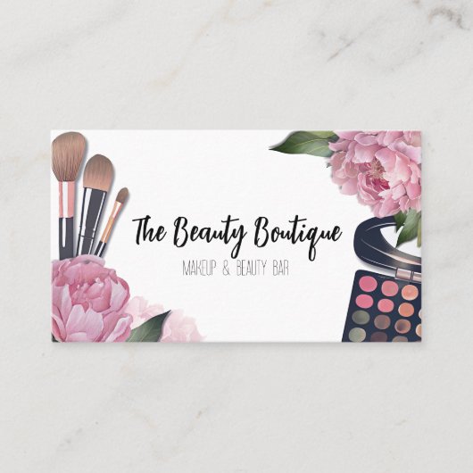 Roze Waterverf Beauty Make-up Artiest Visitekaartje (Voorkant)