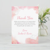 Roze Waterverf Bedankkaart (Staand voorkant)