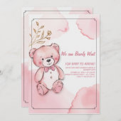 Roze waterverf beer kaart (Voorkant / Achterkant)