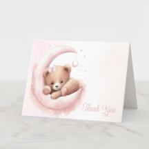 Roze Waterverf Beer Meisje Baby Shower