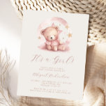 Roze Waterverf Beer Meisje Baby shower Briefkaart<br><div class="desc">Dit leuke baby showers briefkaart is voorzien van een lieve waterverf beer in een rozen roze jurk omringd door gouden sterren boven de woorden "Het is een meisje!" in stoffig rozen handschrift. Personaliseer de tekst met de naam van de aanstaande moeder in het script en de details in het schreefloze...</div>