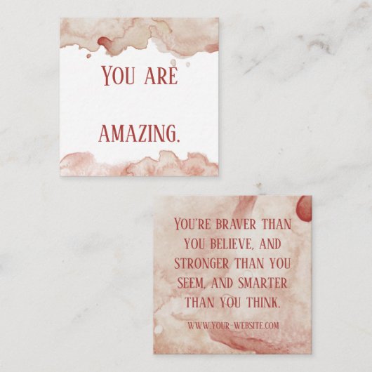 Roze Waterverf Bevestiging Kaarten Vierkante Visitekaartje (Voorkant / Achterkant)